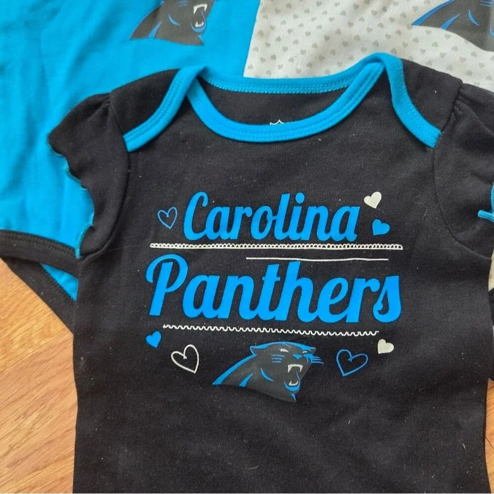 NFL Carolina Panthers Baby Girl Set 3pc Bodysuit 3-6M NEW